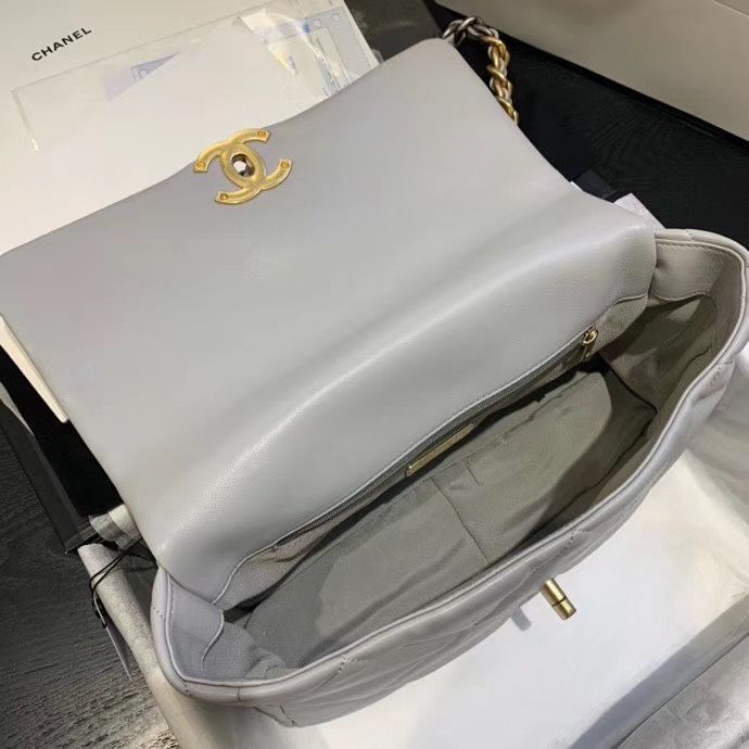 CHANEL 19 Flap Bag AS1160 AS1161 AS1162 Light Gray