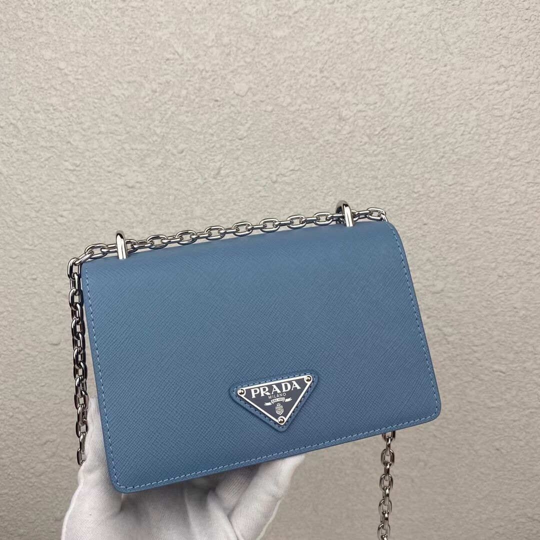 Prada Saffiano leather mini shoulder bag 2BD032 blue