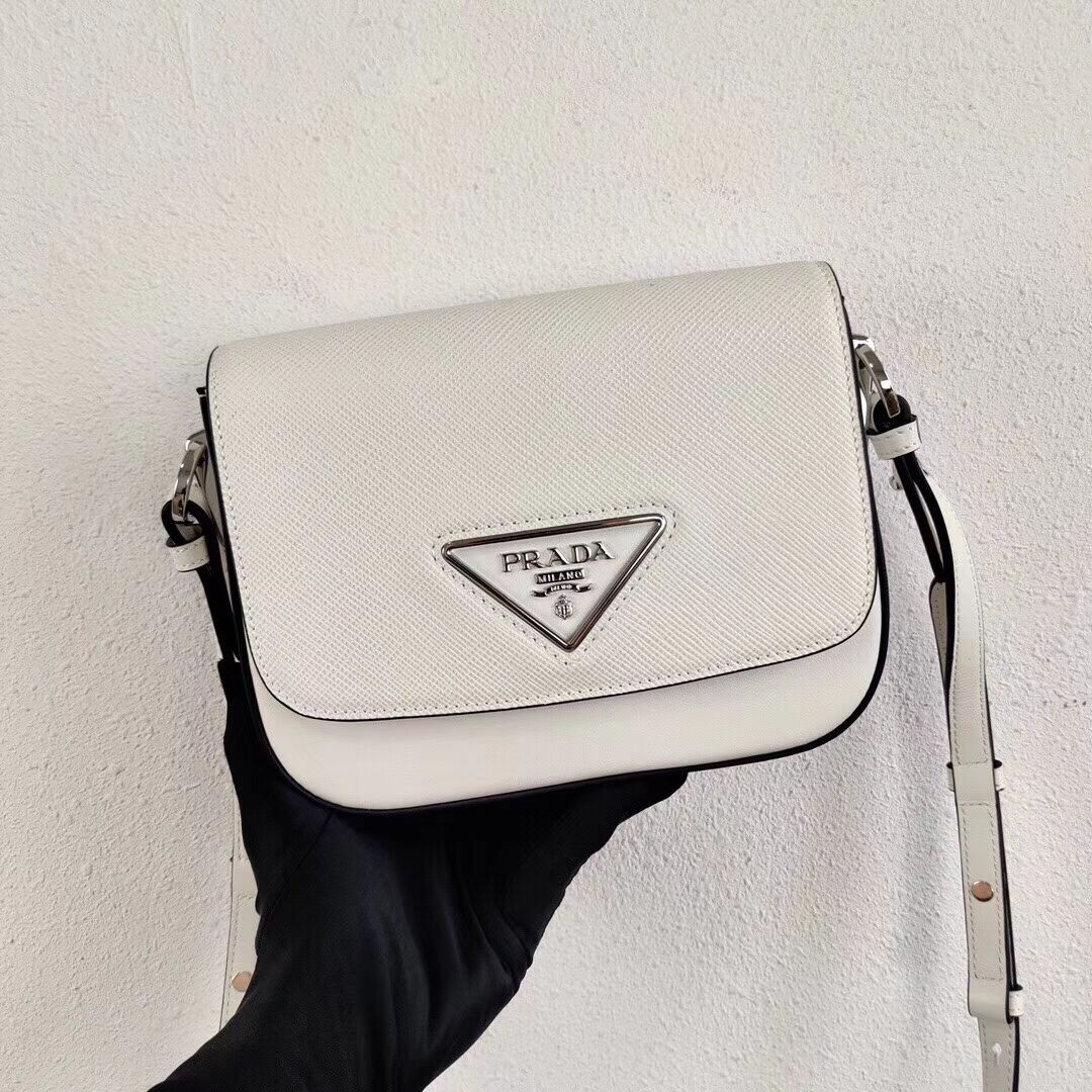 Prada Saffiano leather mini shoulder bag 2BD249 white