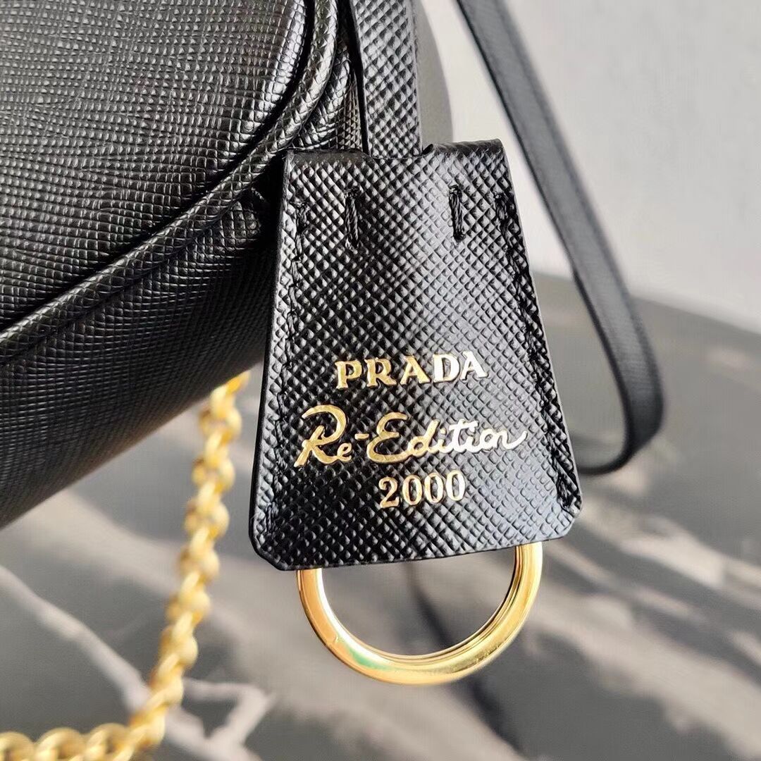 Prada Saffiano leather mini shoulder bag 2BH171 black