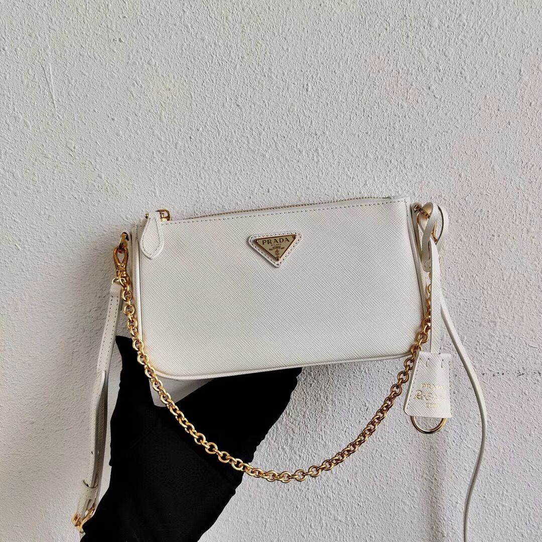 Prada Saffiano leather mini shoulder bag 2BH171 white