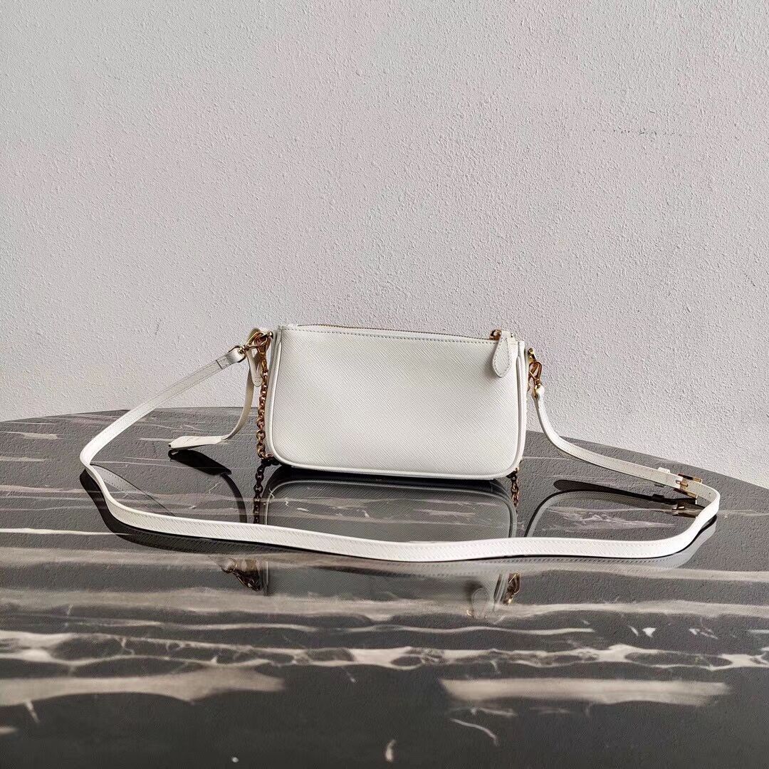 Prada Saffiano leather mini shoulder bag 2BH171 white