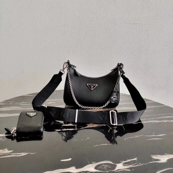 Prada Saffiano leather mini shoulder bag 2BH204 black