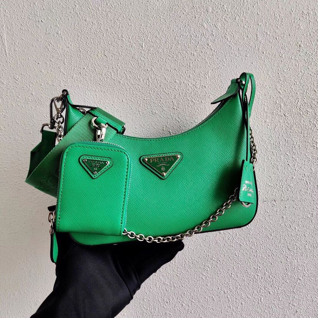 Prada Saffiano leather mini shoulder bag 2BH204 green