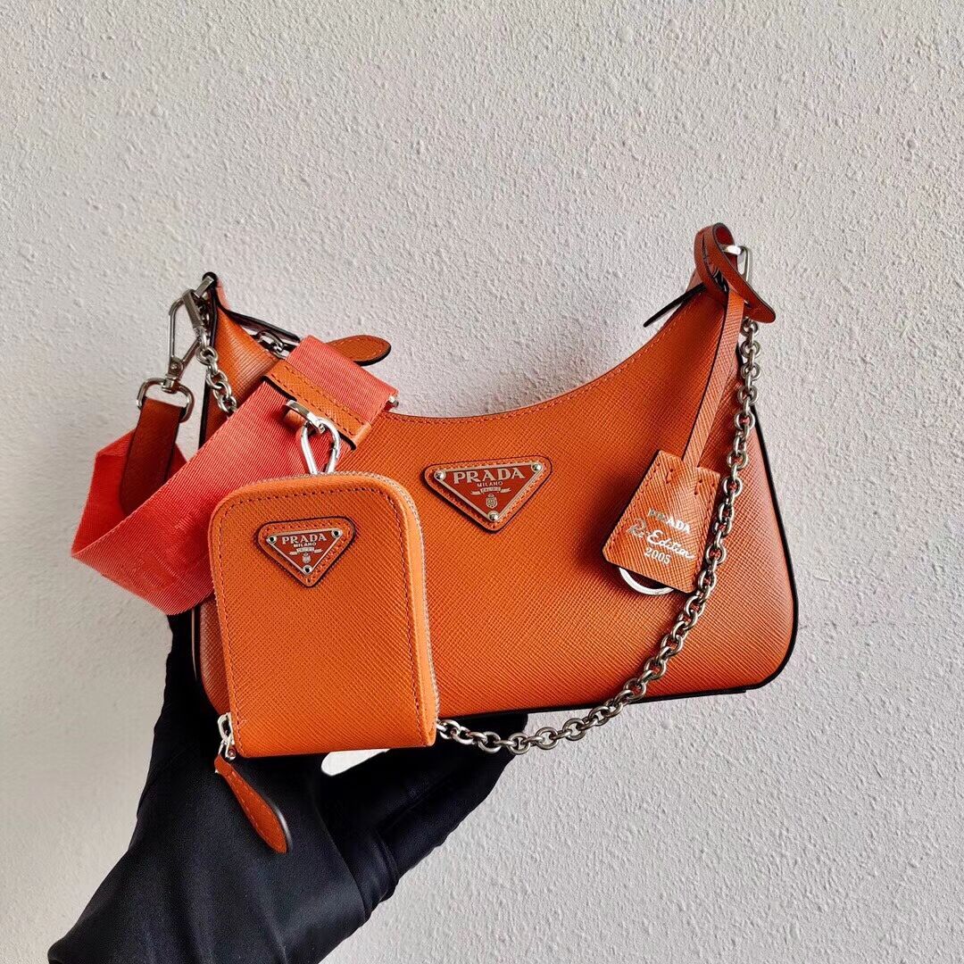 Prada Saffiano leather mini shoulder bag 2BH204 orange