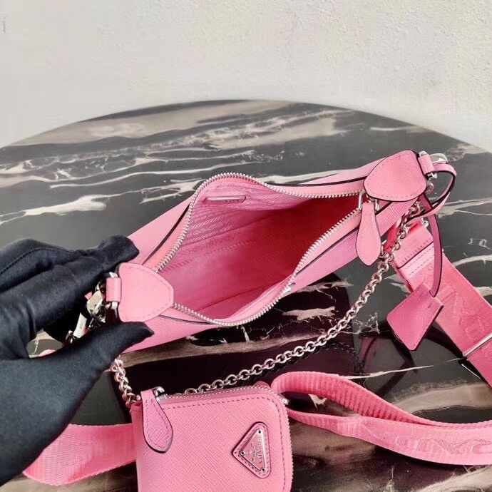 Prada Saffiano leather mini shoulder bag 2BH204 pink