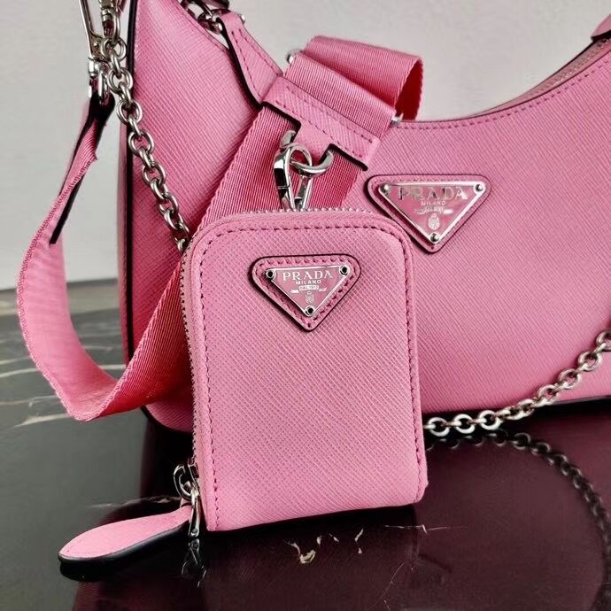 Prada Saffiano leather mini shoulder bag 2BH204 pink