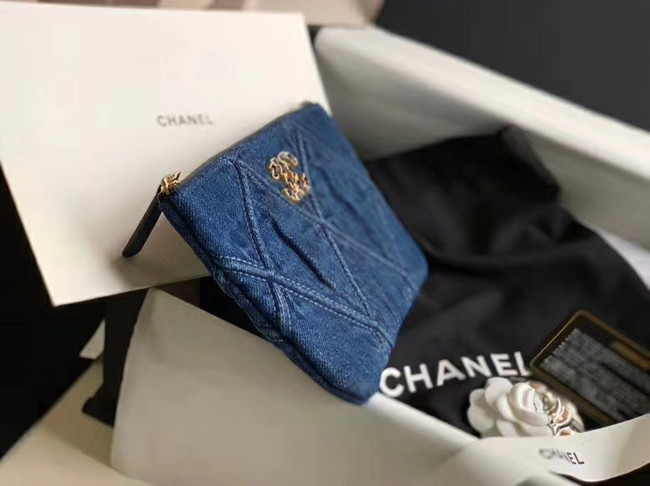 Chanel 19 small carry on bag AP1059 blue