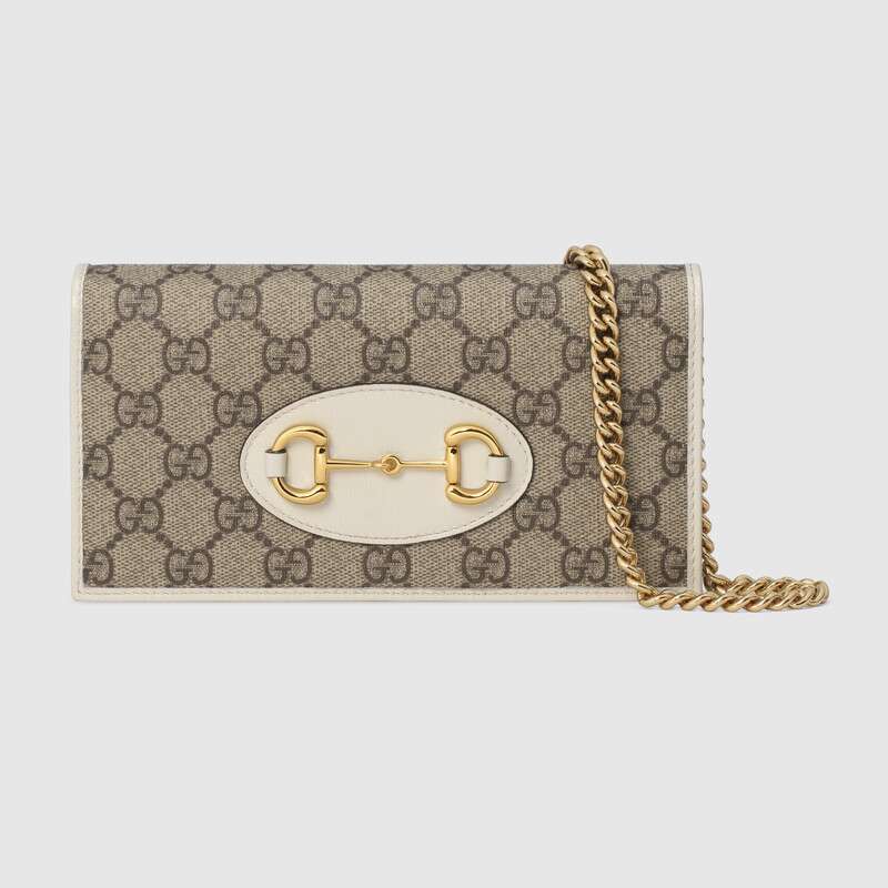 Gucci Horsebit 1955 wallet with chain 621892 white