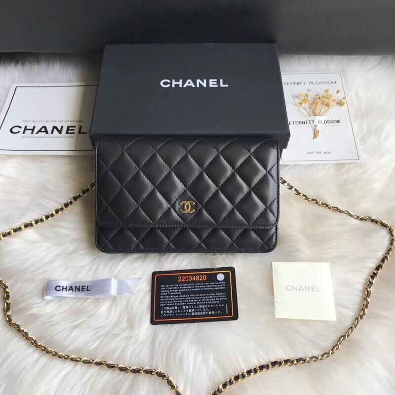 Chanel WOC mini Flap Bag Cannage Pattern A33816C Black