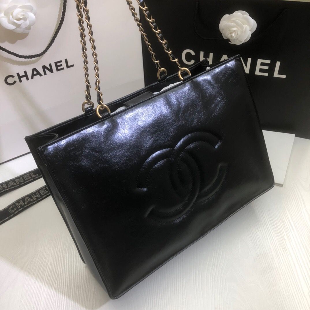 Chanel Original Leather Tote Shopping Bag AS1943 Black