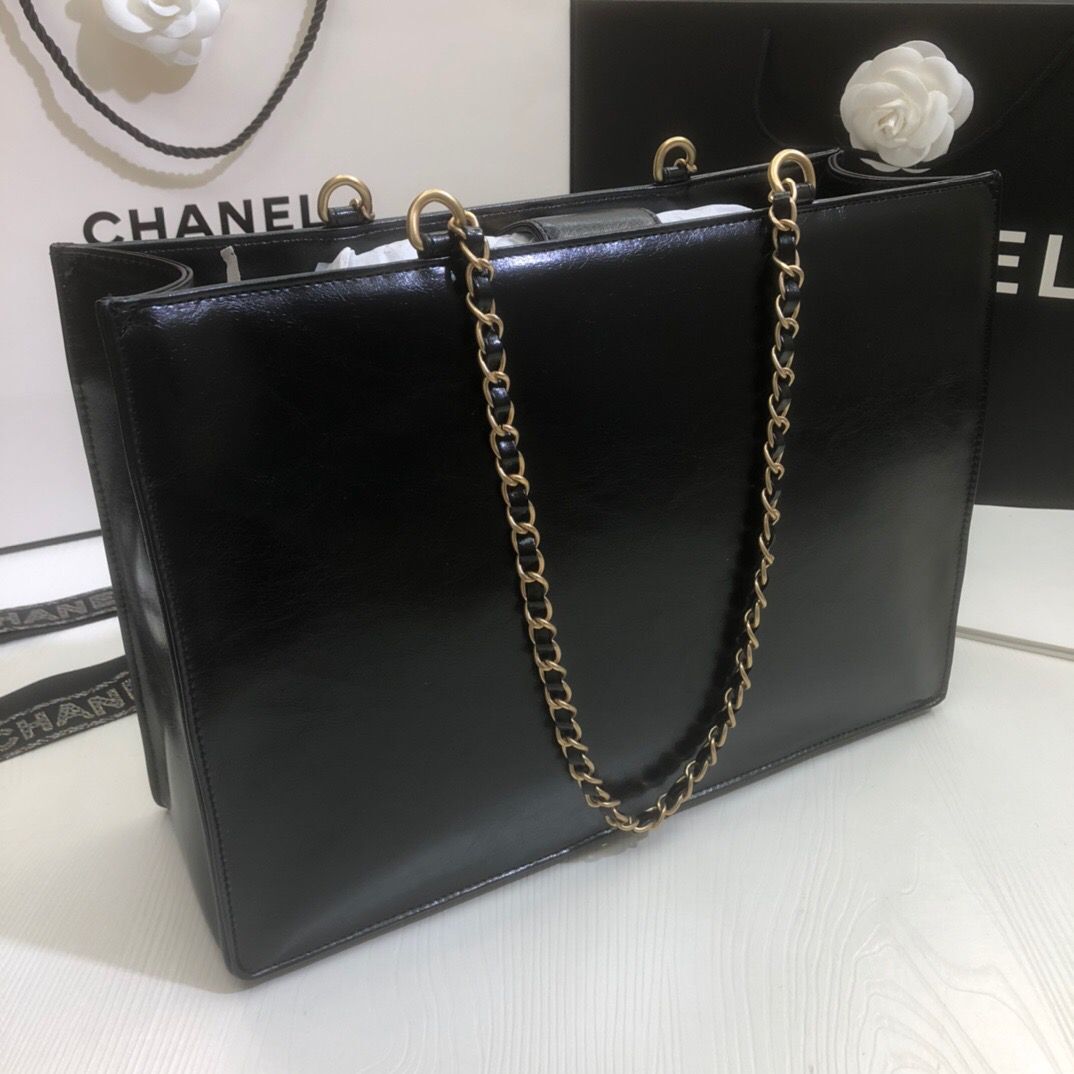 Chanel Original Leather Tote Shopping Bag AS1943 Black