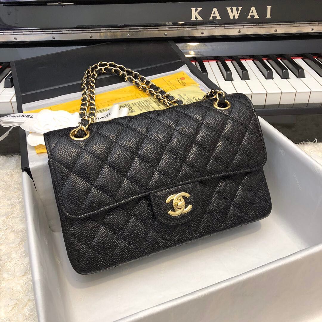 Fashion Chanel Original Caviar Leather Classic Flap Bag A28601 Black