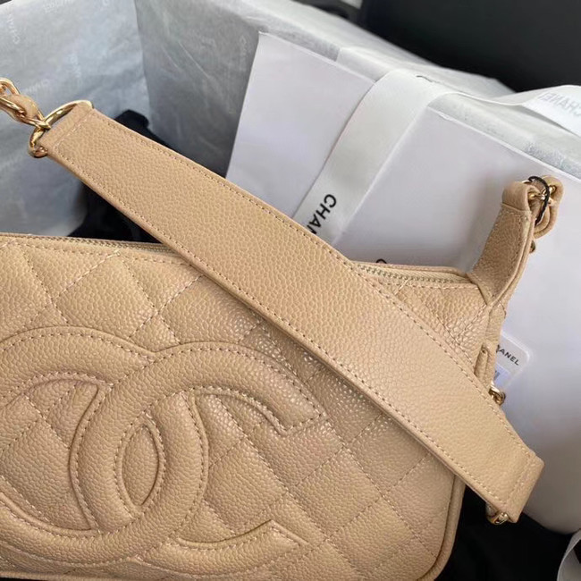 Fashion Chanel Original Caviar Leather Classic Bag 36988 Beige