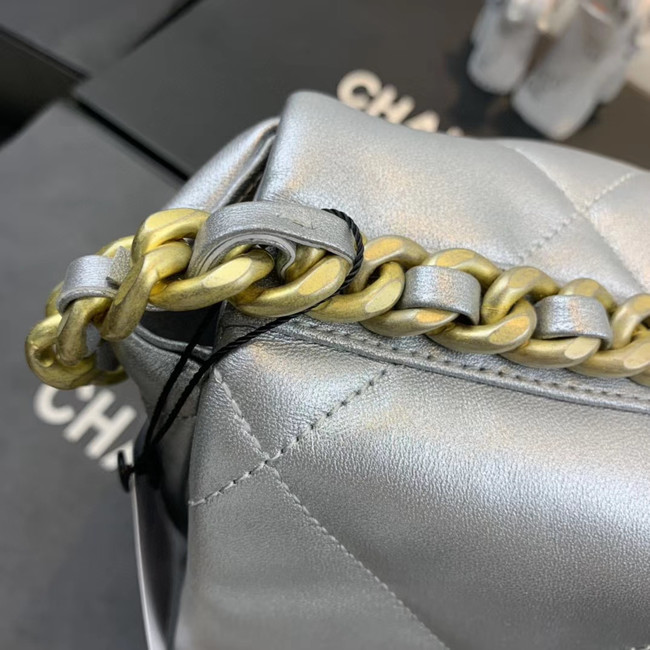 Chanel 19 flap bag AS1161 silver