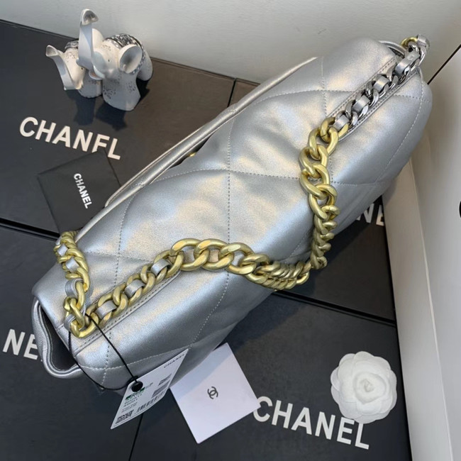 Chanel 19 flap bag AS1161 silver