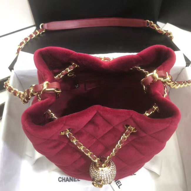 Chanel velvet Drawstring bag AS1894 Burgundy