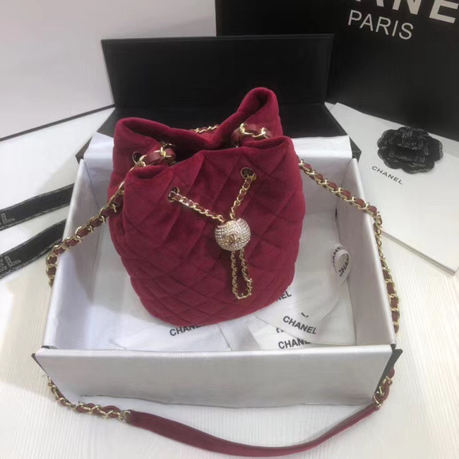 Chanel velvet Drawstring bag AS1894 Burgundy