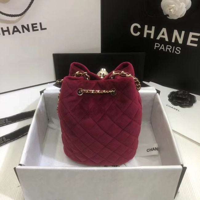 Chanel velvet Drawstring bag AS1894 Burgundy