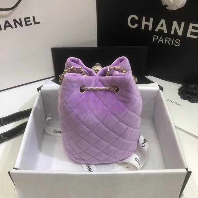 Chanel velvet Drawstring bag AS1894 Lavender