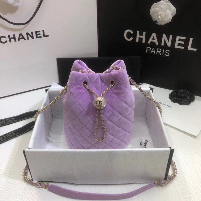 Chanel velvet Drawstring bag AS1894 Lavender