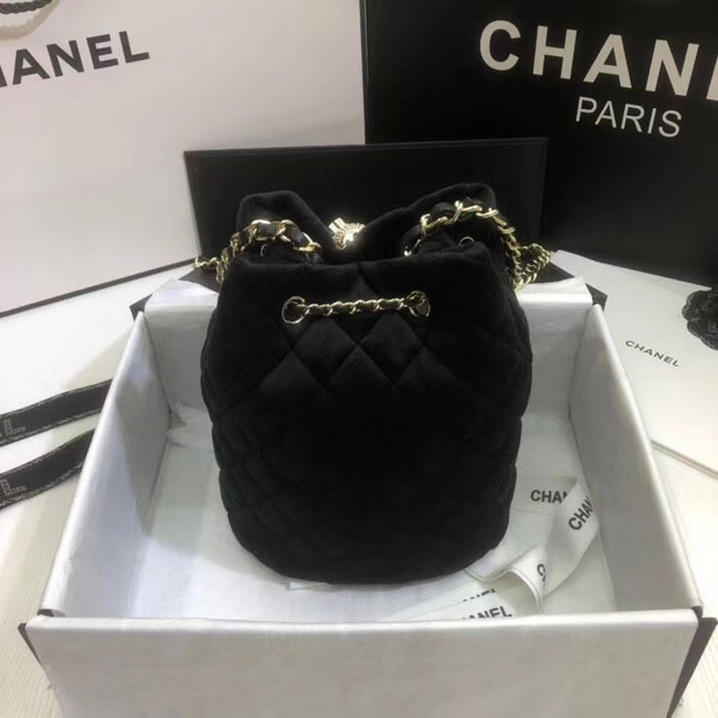 Chanel velvet Drawstring bag AS1894 black