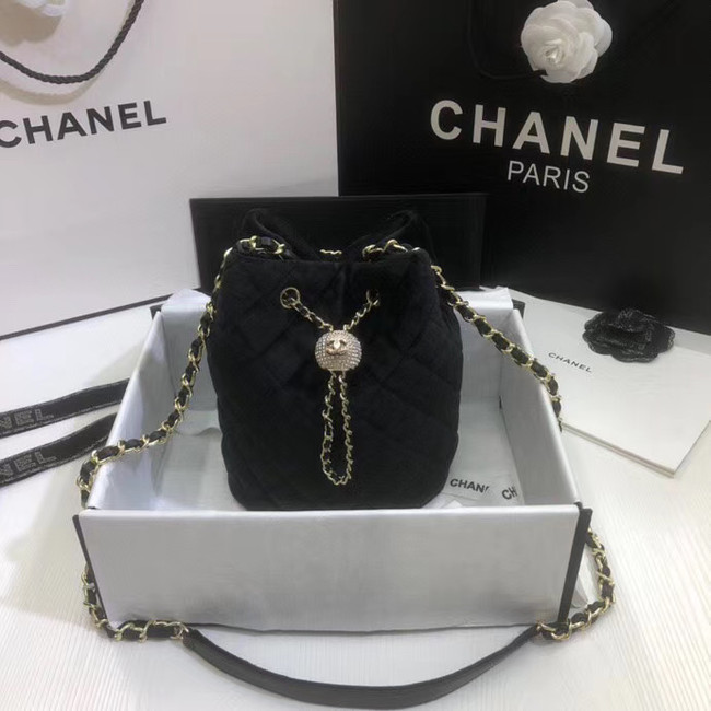 Chanel velvet Drawstring bag AS1894 black