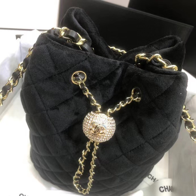 Chanel velvet Drawstring bag AS1894 black