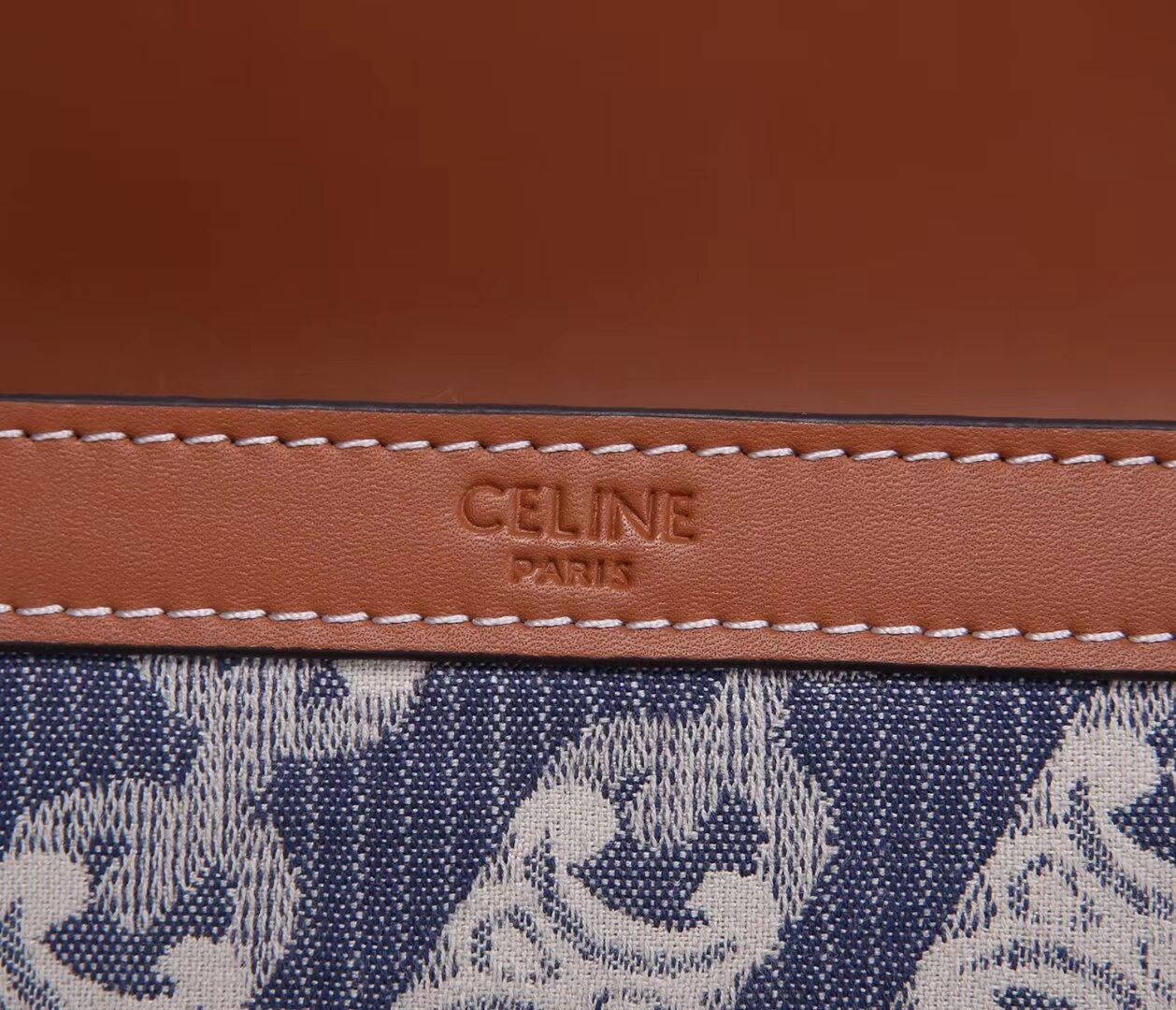 Celine TEEN TRIOMPHE BAG IN TRIOMPHE CANVAS AND CALFSKIN CL87368 blue