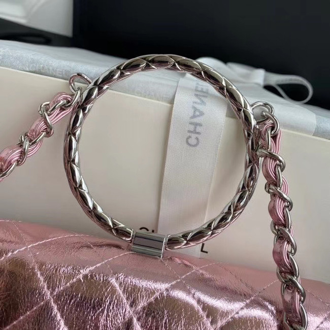 Chanel Flap Original Lambskin Leather Shoulder Bag AS1665 silver pink