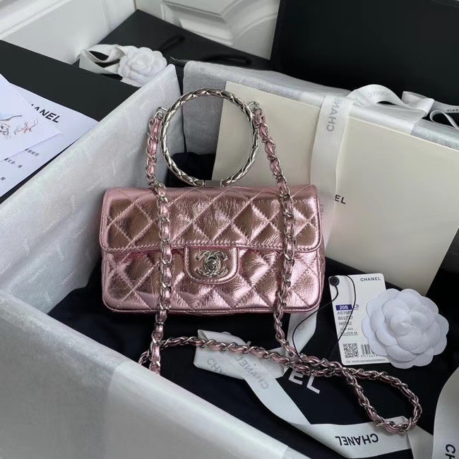 Chanel Flap Original Lambskin Leather Shoulder Bag AS1665 silver pink