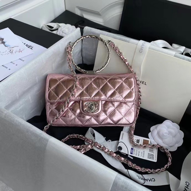 Chanel Flap Original Lambskin Leather Shoulder Bag AS1665 silver pink