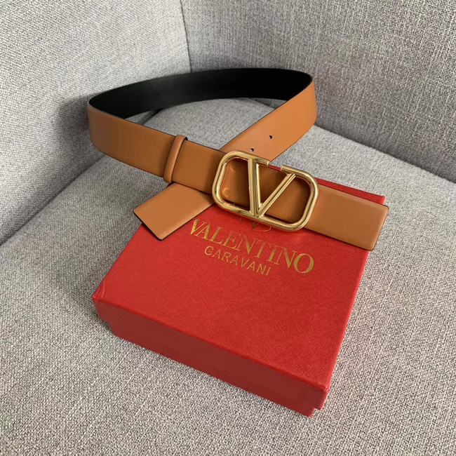 Valentino Leather Belt wide 4.0CM 3598 brown