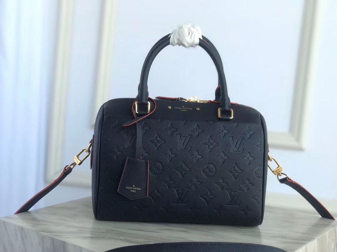 Louis vuitton original leather SPEEDY 25 Monogram Empreinte M43501 dark blue