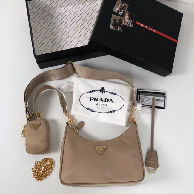 Prada Re-Edition nylon shoulder bag 1BH204 apricot