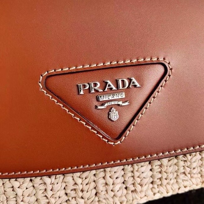 Prada Saffiano leather mini shoulder bag 1BD043 brown