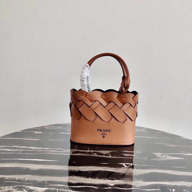 Prada Leather Tress Tote 1BG318 apricot