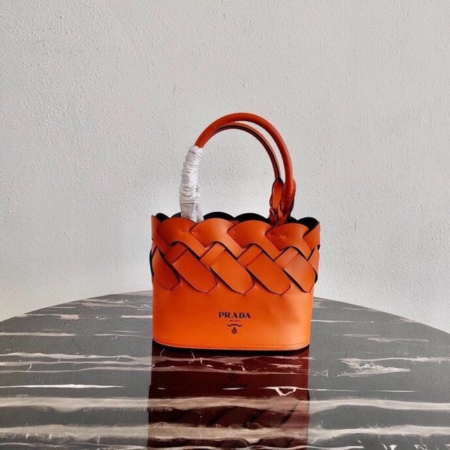 Prada Leather Tress Tote 1BG318 orange