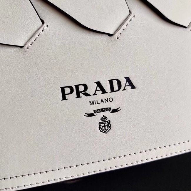 Prada Leather Tress Tote 1BG318 white