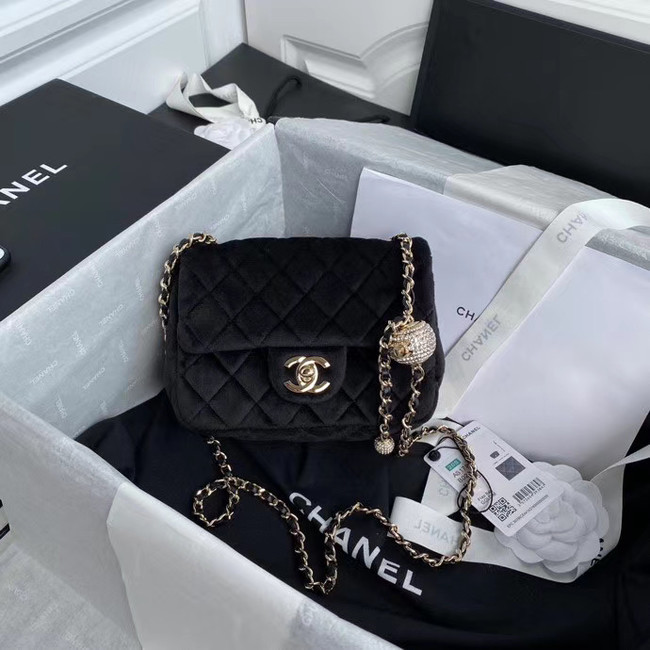 Chanel Original Small velvet flap bag AS1115 black