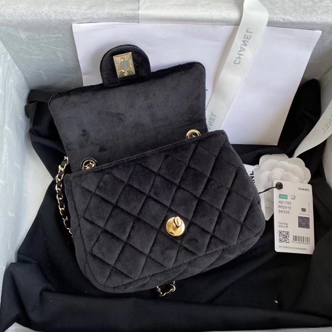 Chanel Original Small velvet flap bag AS1115 black