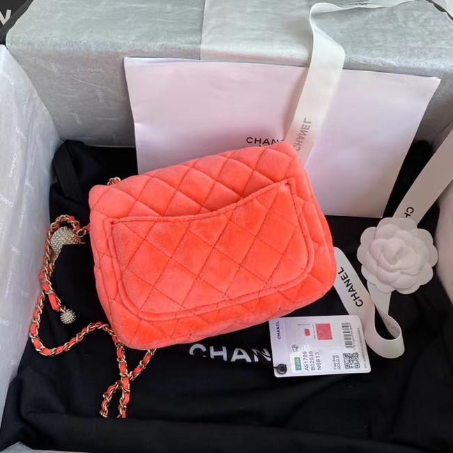 Chanel Original Small velvet flap bag AS1115 orange