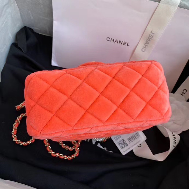 Chanel Original Small velvet flap bag AS1115 orange