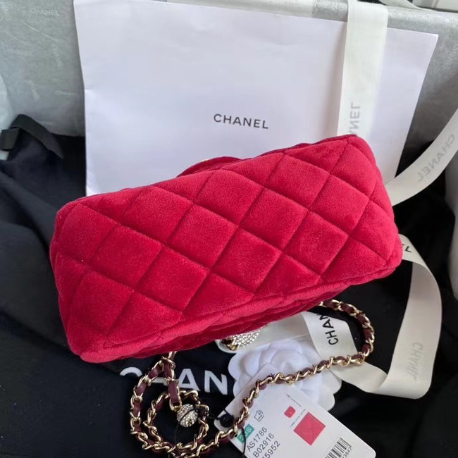 Chanel Original Small velvet flap bag AS1115 red