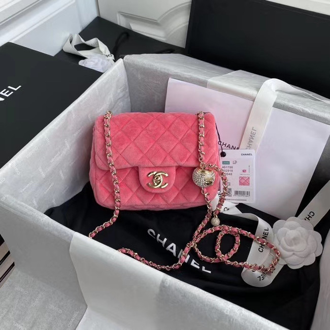 Chanel Original Small velvet flap bag AS1115 rose