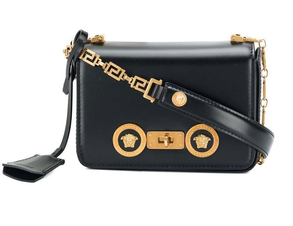 Versace Calfskin Leather Shoulder Bag VS199 Black