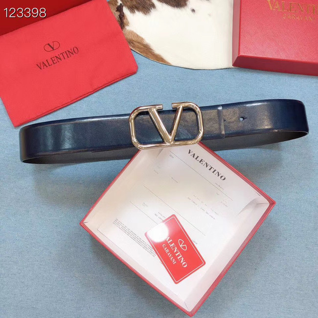 Valentino Original Calf Leather Belt wide 4.0CM 3603 blue