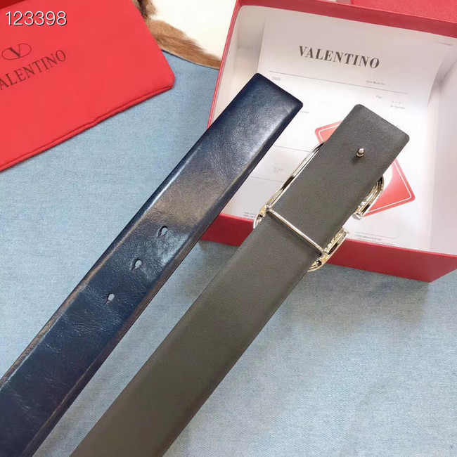 Valentino Original Calf Leather Belt wide 4.0CM 3603 blue