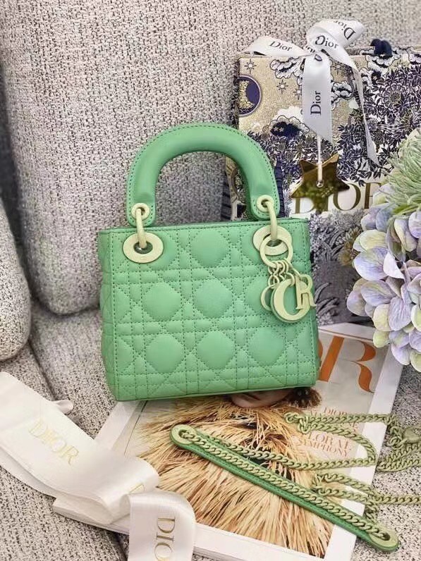 Dior Lady Dior Bag Original Sheepskin Leather CD5501 green