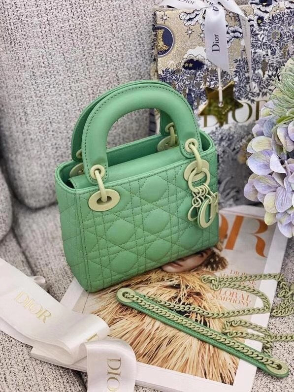 Dior Lady Dior Bag Original Sheepskin Leather CD5501 green